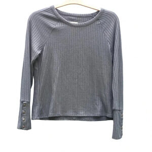 Chaser Women Waffle Knit Thermal Forest Green Long Sleeve Medium